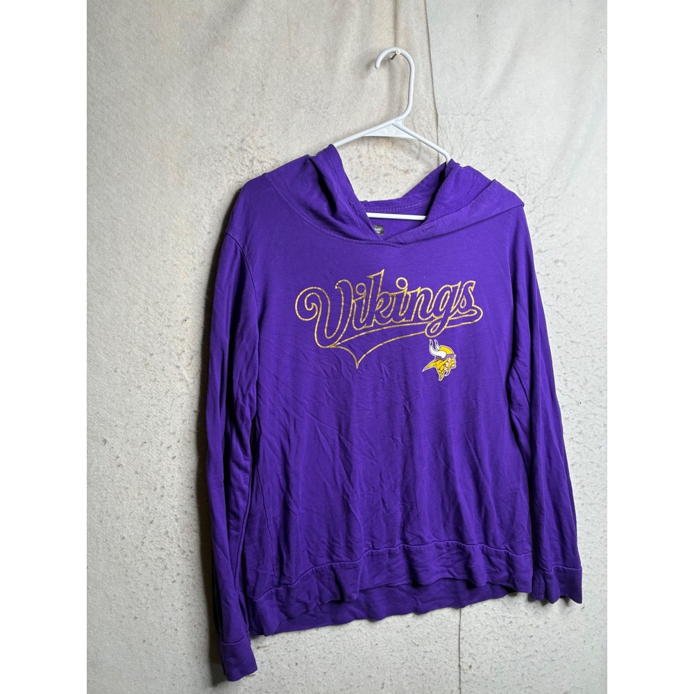 NFL Team Apparel Minnesota Vikings Purple Gold Logo Hoodie Sweatshirt Large